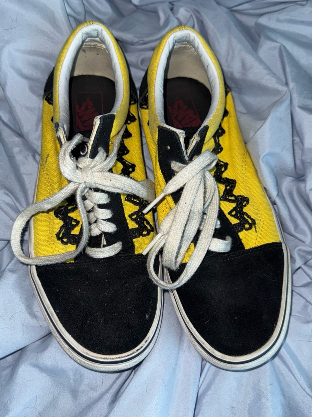 Vans Yellow and Black Low-Top Canvas Sneakers